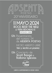 20 aniversario de Absenta Poetas: Presentación del nº 34 y concierto
