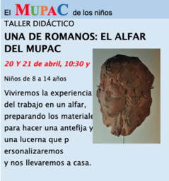 "Una de romanos: el alfar del MUPAC", taller didáctico