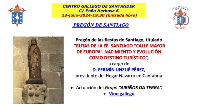 Pregón de Santiago a cargo de Fermín Unzué y visita a la exposición "La ciencia española ante Einstein y la relatividad"