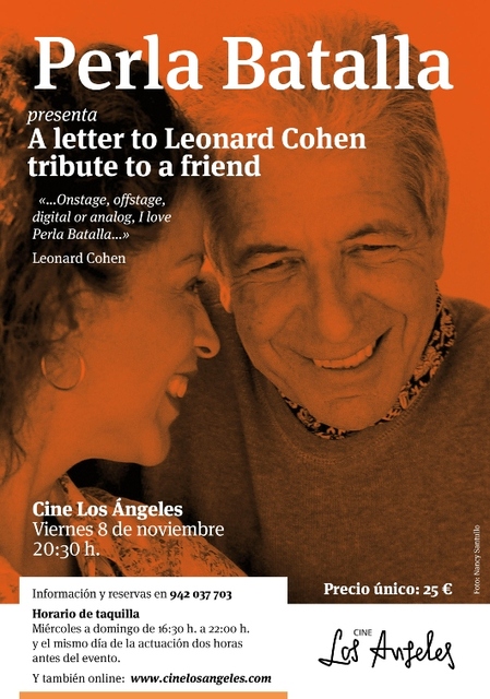 Perla Batalla presenta en directo "A letter to Leonard Cohen. Tribute to a friend"