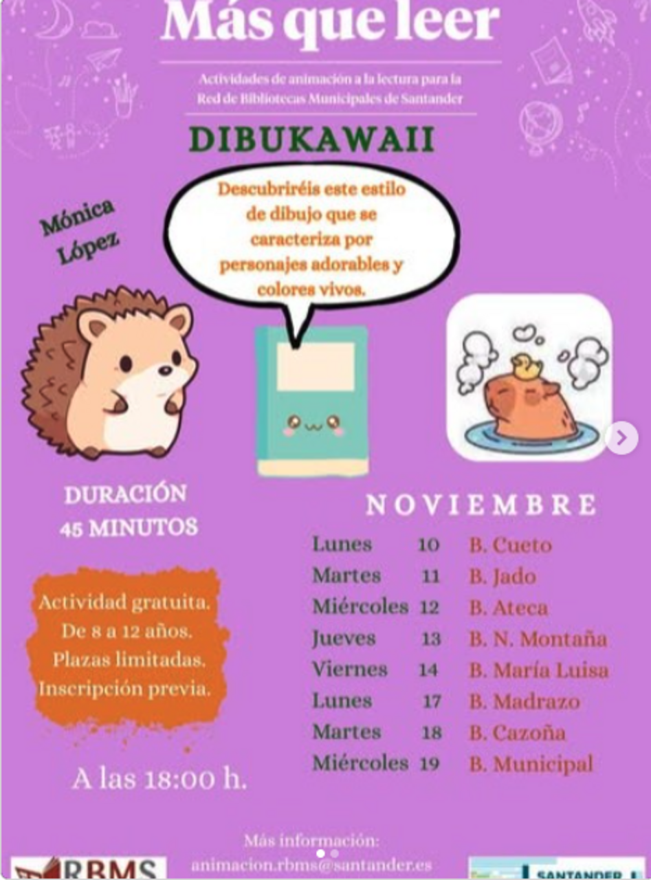 Más que leer, actividades de animación a la lectura: "DibuKawaii"