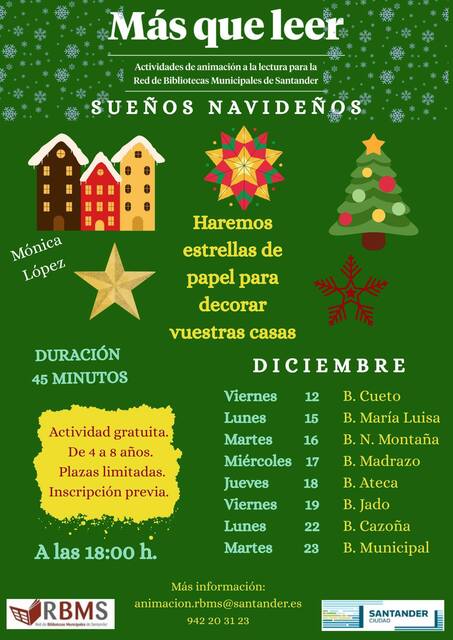 "Más que leer", actividades de animación a la lectura: "Sueños Navideños"