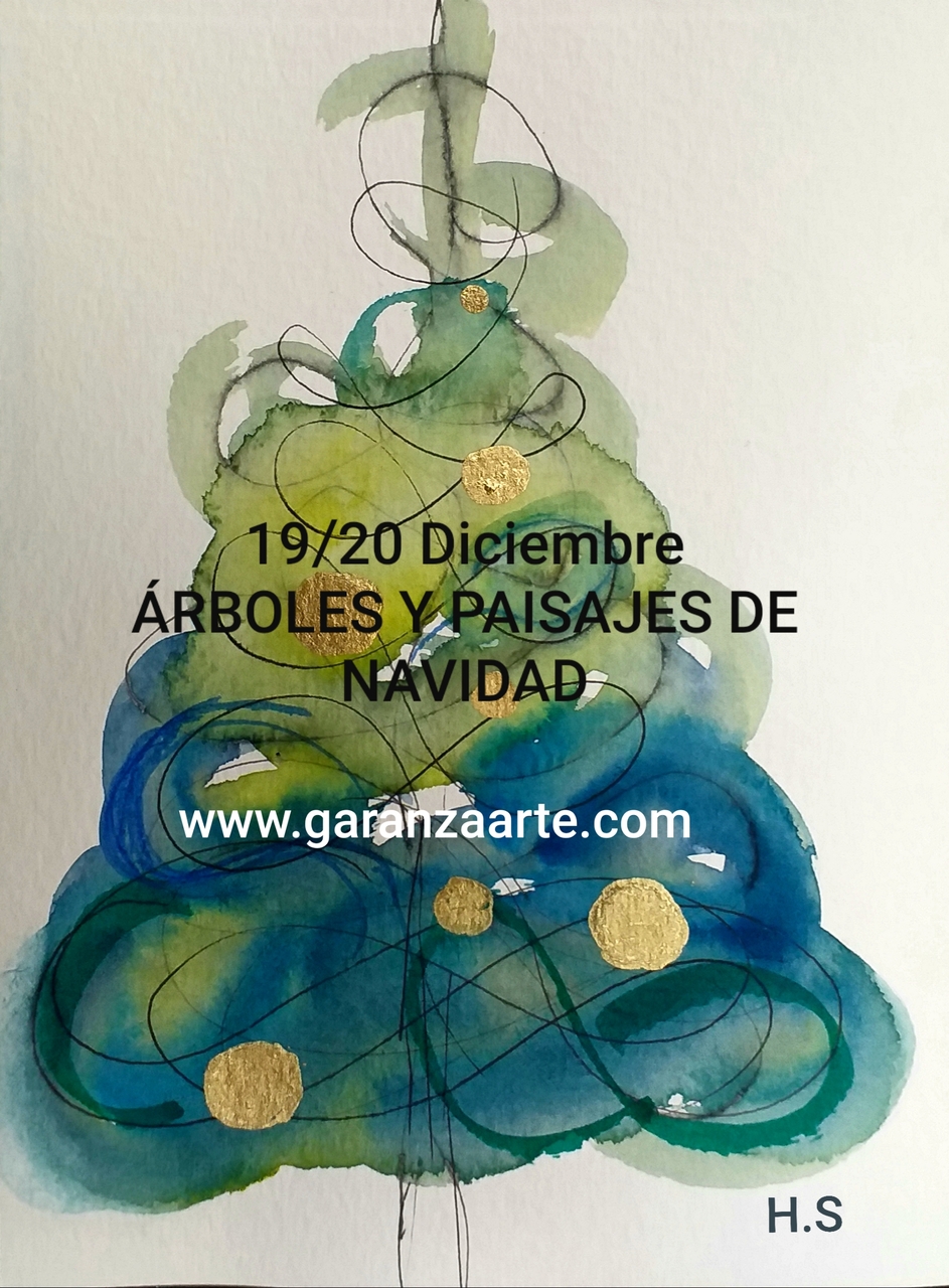 Taller de árboles y paisajes de Navidad en acuarela