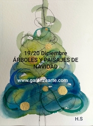 Taller de árboles y paisajes de Navidad en acuarela