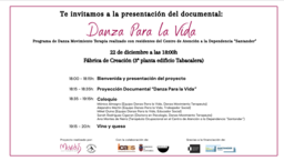 Presentación del documental "Danza para la vida" y coloquio