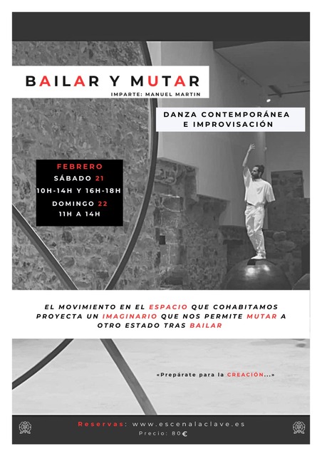 Taller intensivo: "Bailar y Mutar", danza contemporánea e improvisación