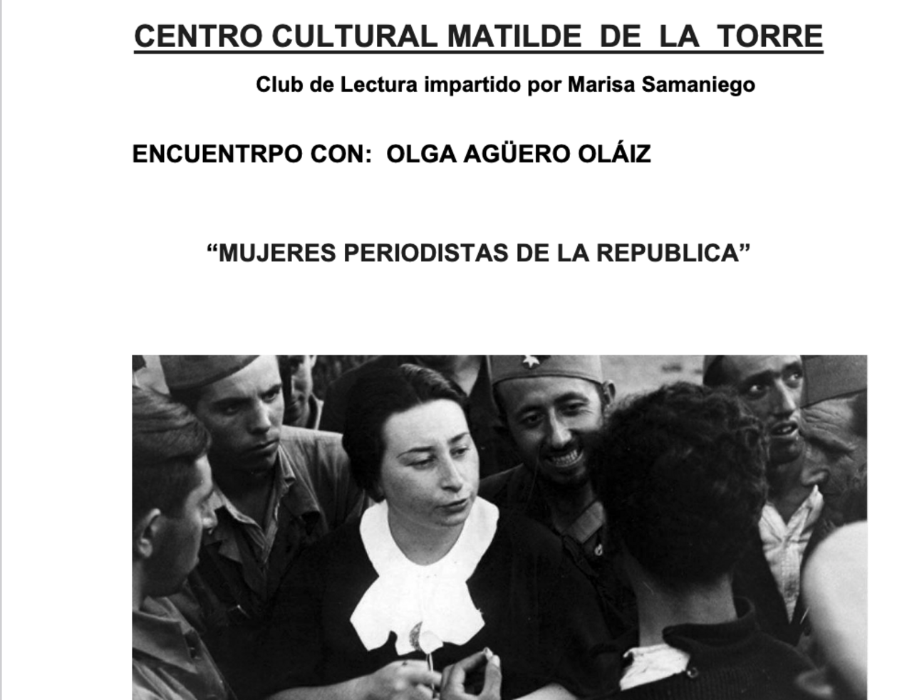 “Mujeres Periodistas de la República”. Encuentro con Olga Agüero