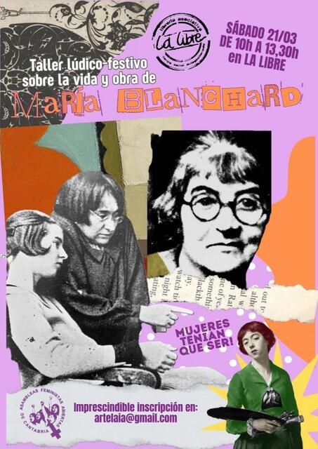 "Mujeres que tenían que ser", taller lúdico-festivo sobre la vida y obra de María Blanchard