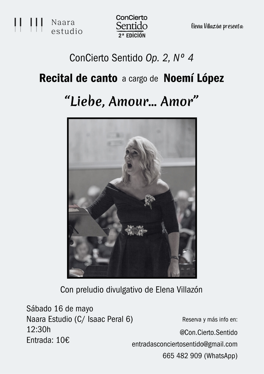 ConCierto Sentido: "Liebe, Amour…Amor", recital de canto con Noemí López