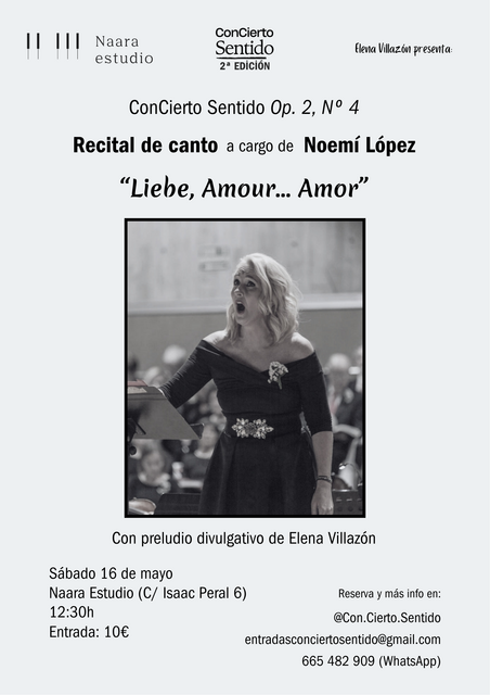 ConCierto Sentido: "Liebe, Amour…Amor", recital de canto con Noemí López
