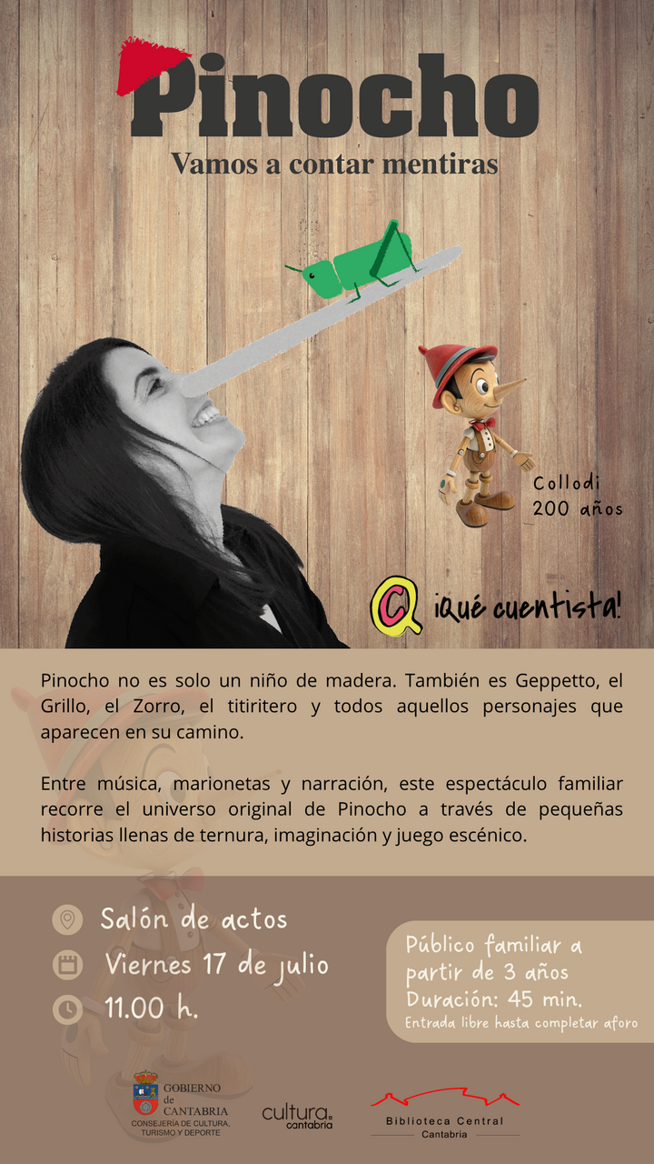 "Pinocho: Vamos a contar mentiras", narración oral escénica con ¡Qué Cuentista!