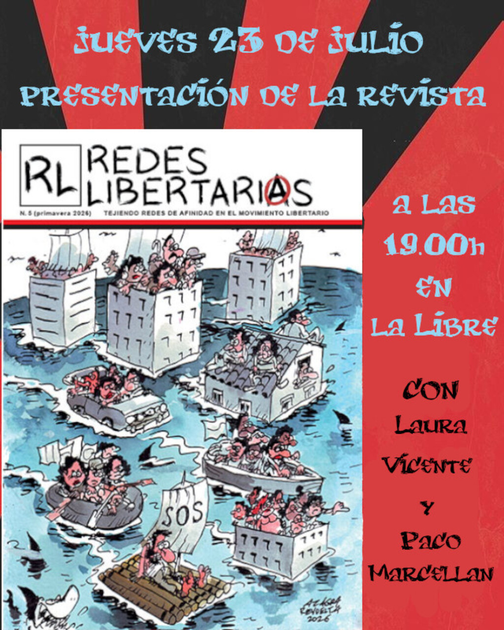 Presentación de la revista "Redes Libertarias", con Laura Vicente y Paco Marcellan