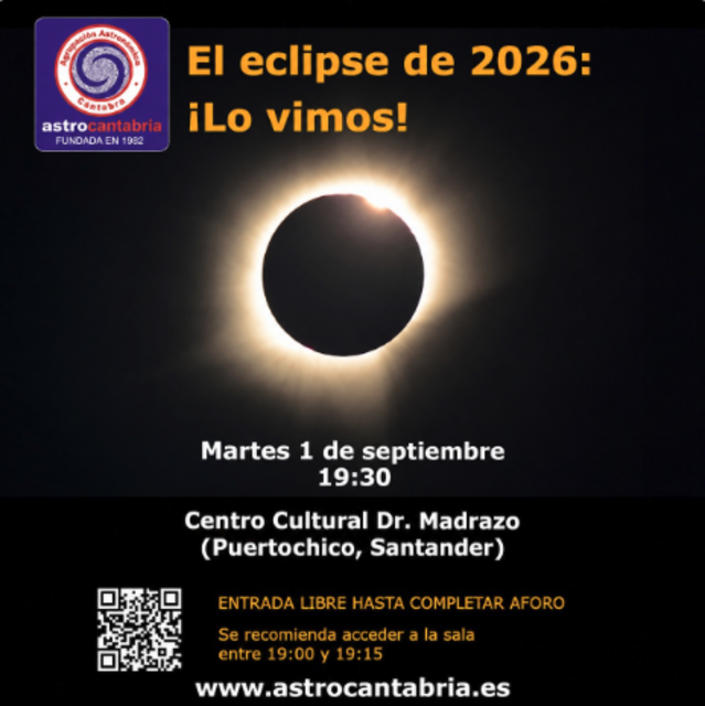 "El eclipse de 2026: ¡Lo vimos!", charla con AstroCantabria