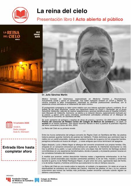 Presentación de la novela "La Reina del Cielo", de Julio Sánchez